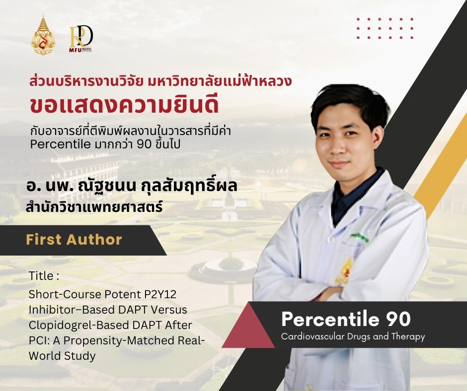 The Research Administration Division would like to extend our heartfelt congratulations to the faculty members/researchers whose publications appeared in Scopus Q1 journals with Percentile ≥ 90 for August 2025.